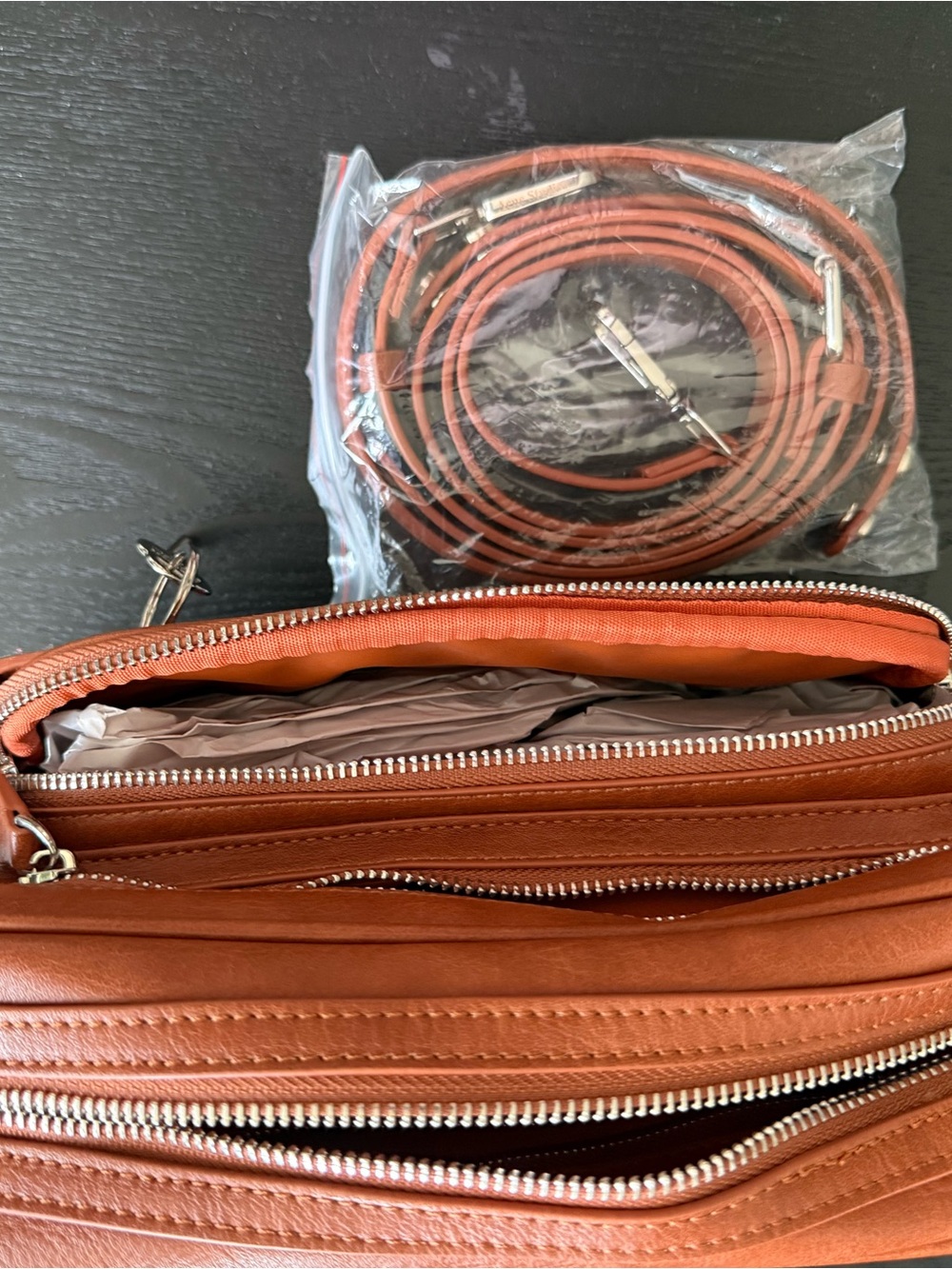 Acne orange leather interior with silver zipper hardware - Picture 5 of 11